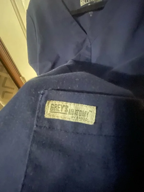 Grey's Anatomy Navy V-Neck Short Sleeve Scrub Top - Picture 2 of 4